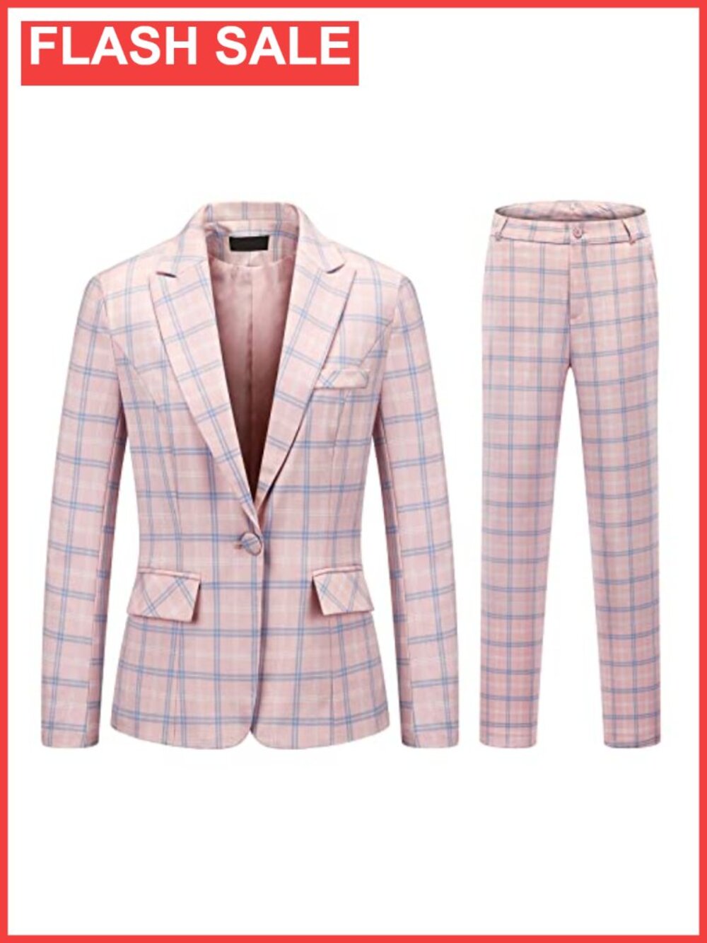 Women's Plaid Business Suit Blazer Pants Set